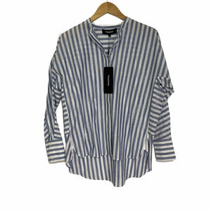 THAKOON Long Sleeve Button Down Top Striped Blouse